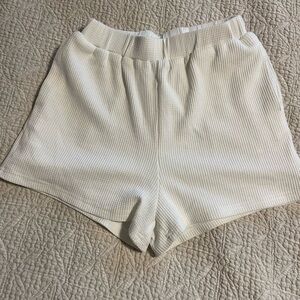 Princess Polly white waffle knit High Waist Shorts size 4